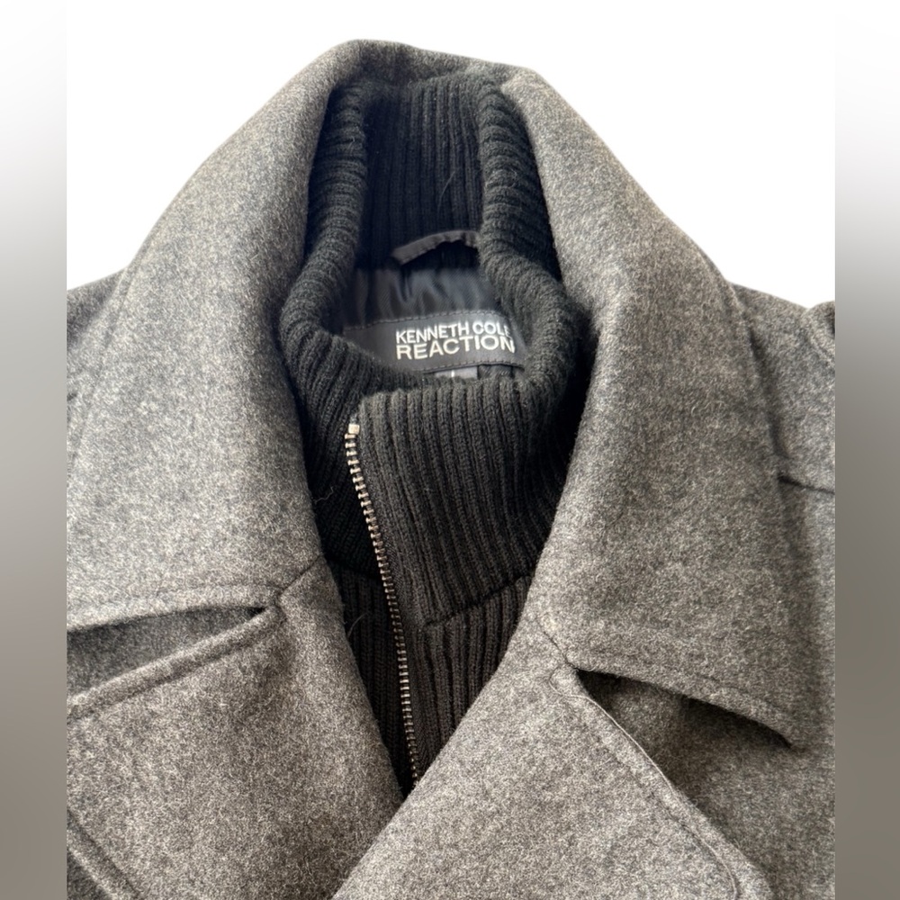 Kenneth Cole Reaction Charcoal Pea Coat - Picture 3 of 7